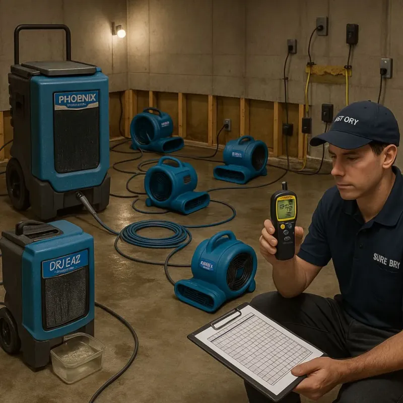Structural Drying and Dehumidification process in Woodmere, NY